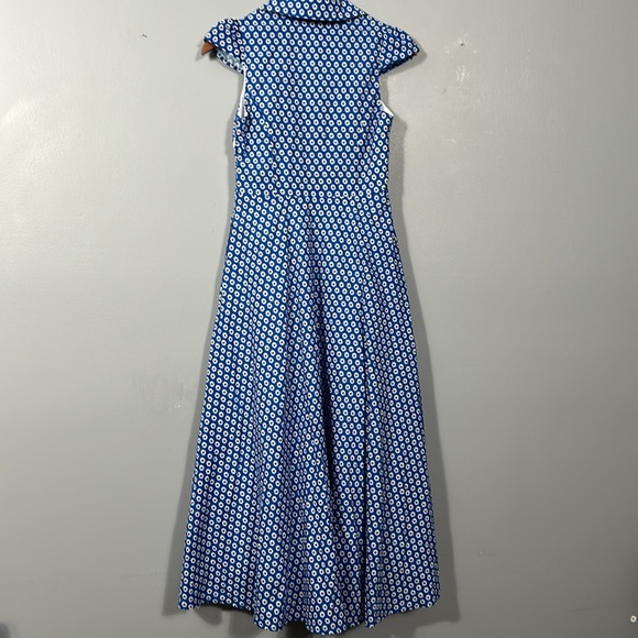 Japanese Fit and Flare Blue Floral A- line Midi Sleeveless Dress size S - Picture 10 of 17